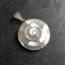 Mother of pearl spiral silver pendant