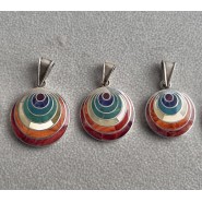 Three rainbow Pachamama silver pendants