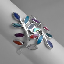 Colorful leafs silver ring